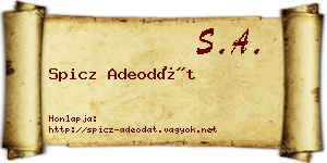 Spicz Adeodát névjegykártya